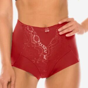 Panties Hi Waist Microfiber Full Cover Brief /Red/Small